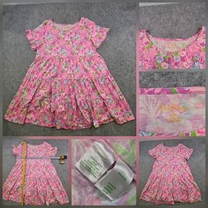 Lilly Pulitzer Jodee Swing Dress Womens 2XL Pink Floral Trapeze Cotton Summer